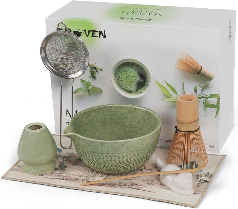 EDOVEN Matcha Whisk Set, 8-Piece Japanese Matcha Set - Ceremony Matcha Set with Matcha Sifter, Matcha Bowl, Whisk Holder, Matcha Whisk, Scoop & Magnetic Gift Box for Matcha Lovers - Matcha Kit - Image 1